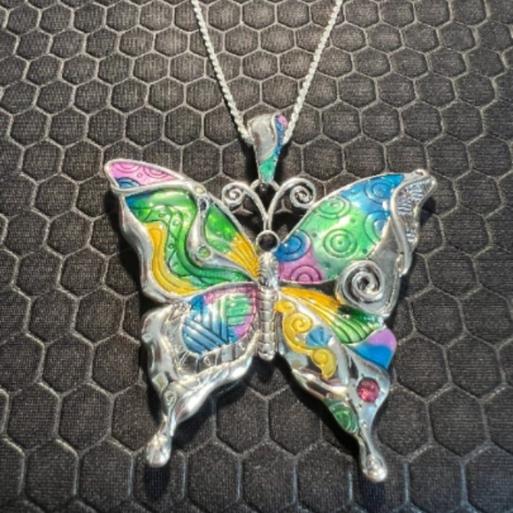 Venice By The Sea Jewelry Jewelry - Butterfly Necklace Multicolored Made of Sterling Silver